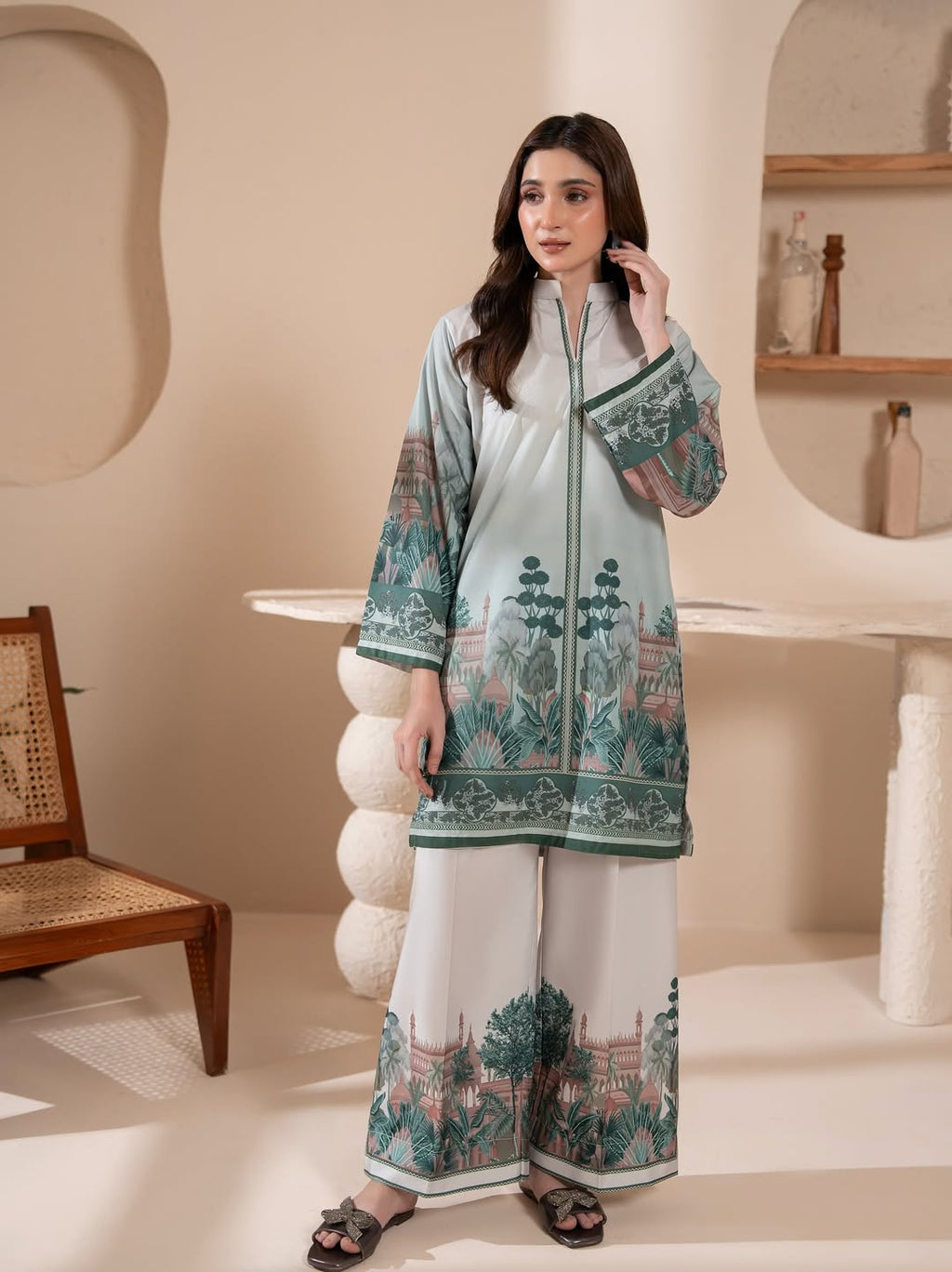 Mint Green Printed Co-ord Set for Women