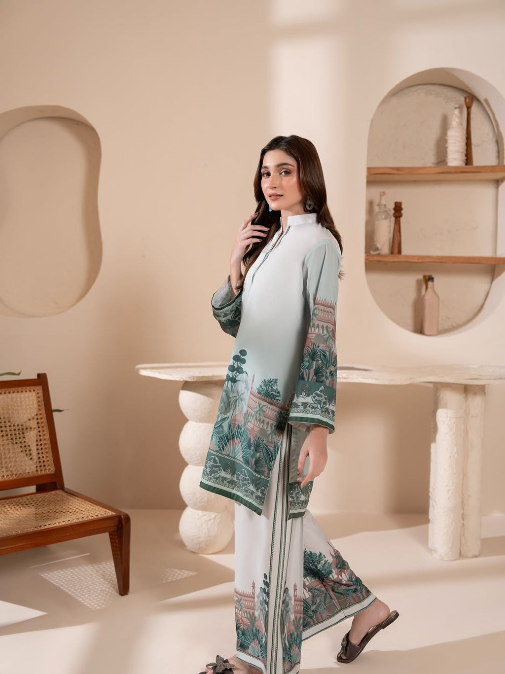 Mint Green Printed Co-ord Set for Women