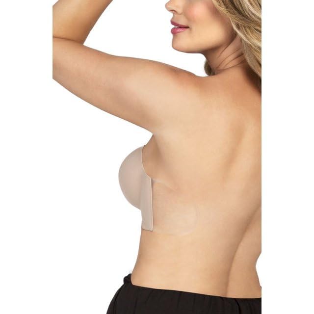 IKIRA Strapless Padded Bra for Women |Push Up Tube Bra with Transparent Silicone Adhesive Back Strap for Off Shoulder, Blouse (Beige and Black) Pack of 1 Free Size