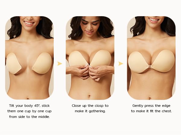 AKHIRAH Women's & Girl's Strapless Wire Free Stick On Invisible Bra (Bust -30,32,34)