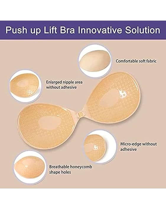 AKHIRAH Women's & Girl's Strapless Wire Free Stick On Invisible Bra (Bust -30,32,34)