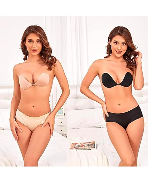 AKHIRAH Women's & Girl's Strapless Wire Free Stick On Invisible Bra (Bust -30,32,34)