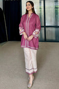 Wine Mauve Artisan Print Cotton Kurta Pant Set