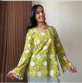 Stylish Square Neck Green Floral Short Kurti
