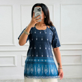 Indigo Ikat Charm Printed Corset Back Short Kurti
