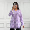 Lavender Hand Block Printed Pure Cotton Short Kurti