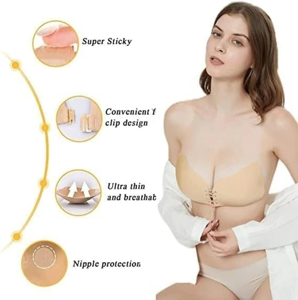Women Stick-on Heavily Padded Bra (Beige Free Size