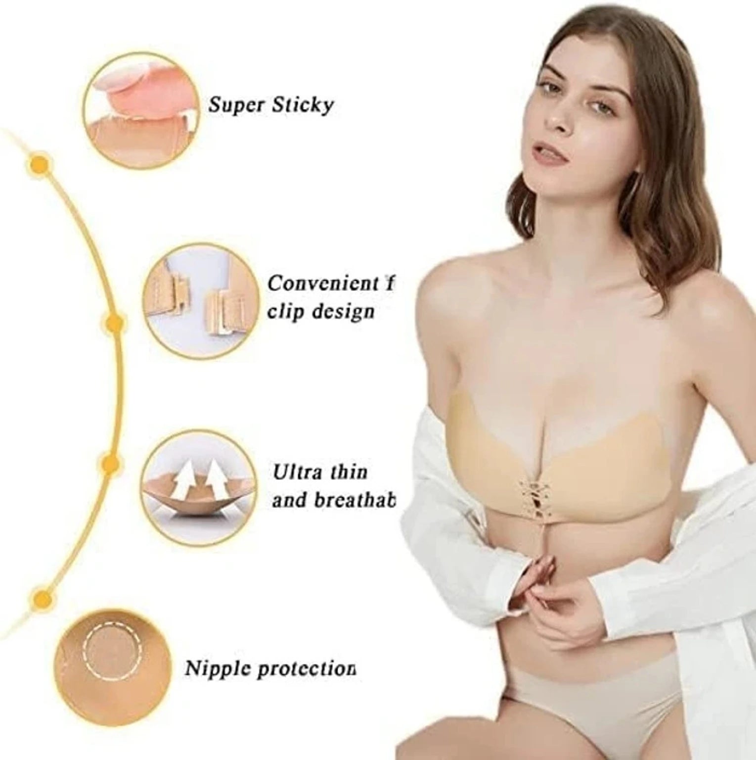 Women Stick-on Heavily Padded Bra (Beige Free Size